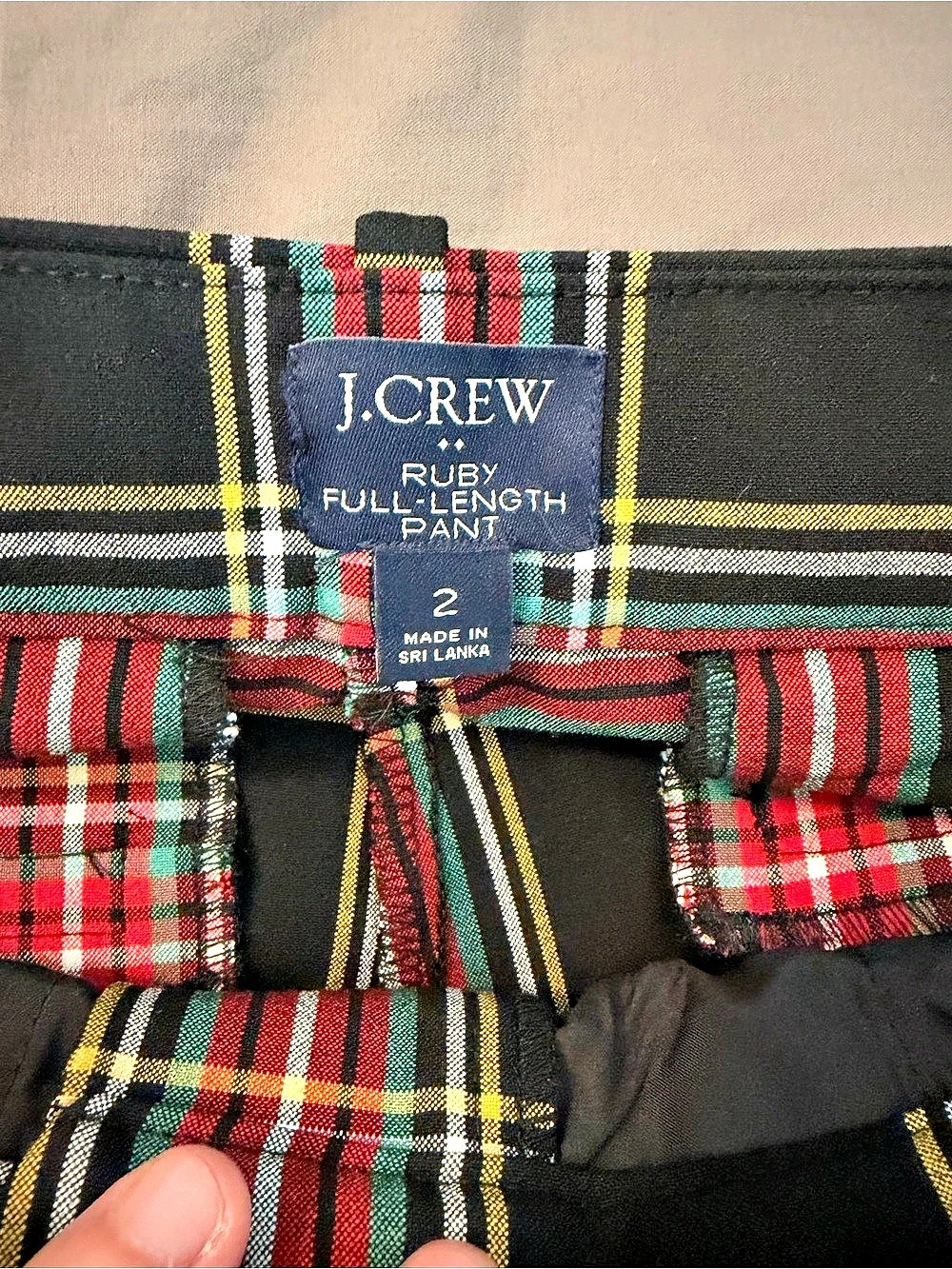 J.Crew Ruby Full-Length Pant Plaid Full-Length Pants in Black & Red Size 2 - Picture 3 of 12